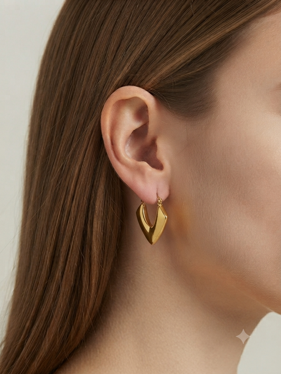 Trendy Geometric Gold Hoop Earrings for Women & Girls | Stainless Steel Hexagon Design Fashion Jewellery