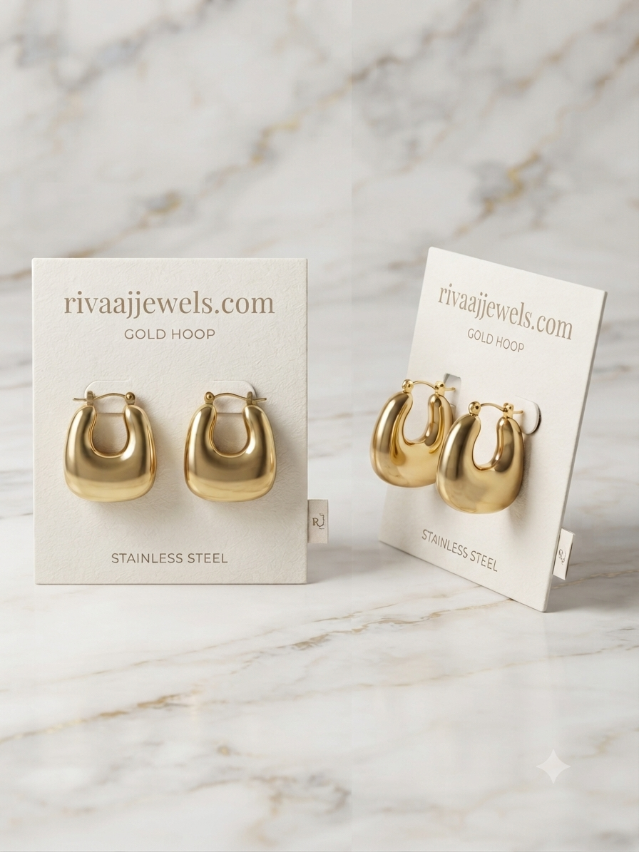 Gold Hoop Earrings for Women | Trendy Stainless Steel Chunky Hoop Earrings