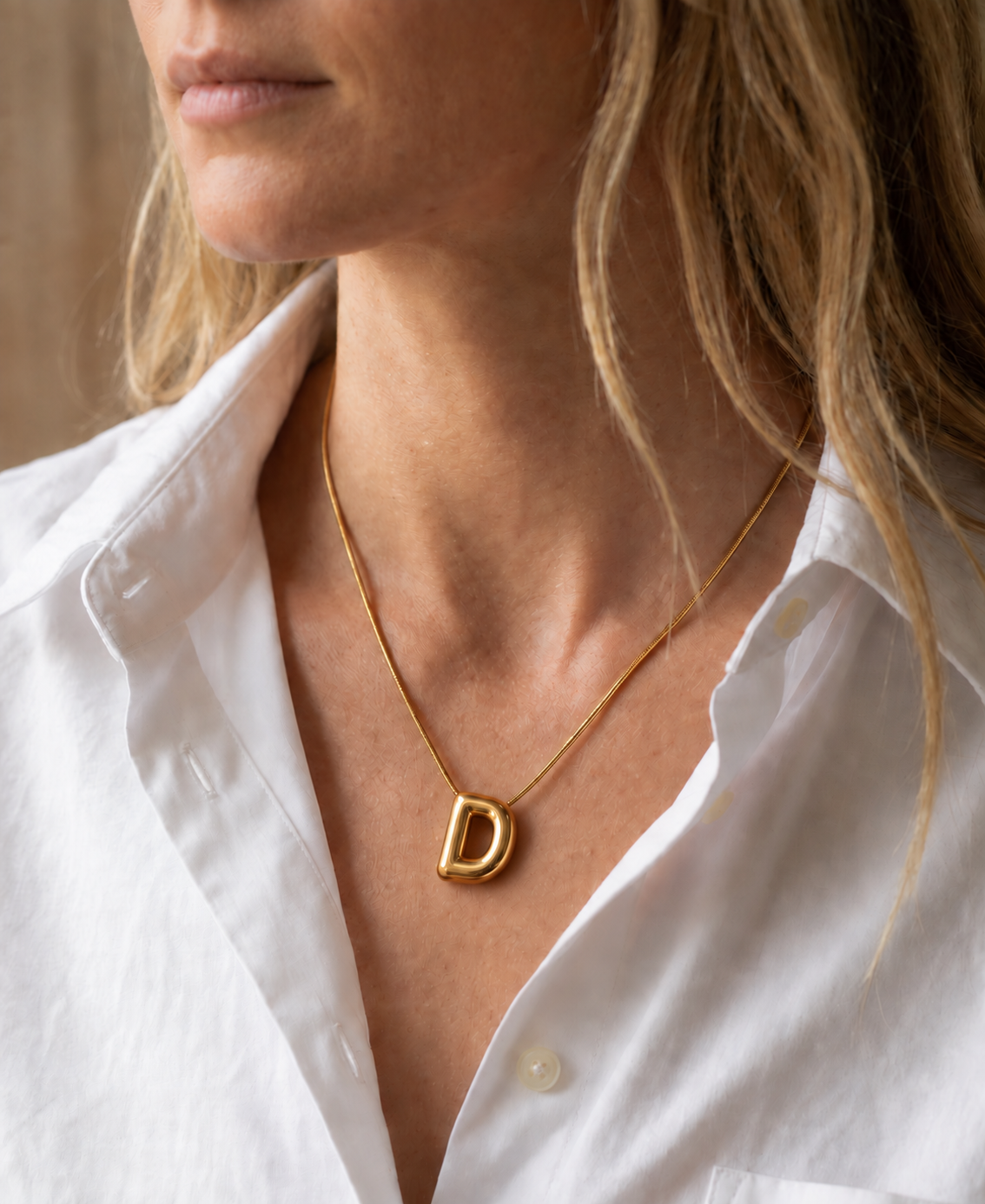 Personalised Gold-Plated Bubble Letter “D” Pendant Necklace for Women
