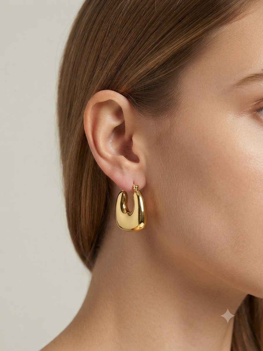 Gold Hoop Earrings for Women | Trendy Stainless Steel Chunky Hoop Earrings